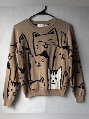 Kids Beige Cat Pattern Sweater size M